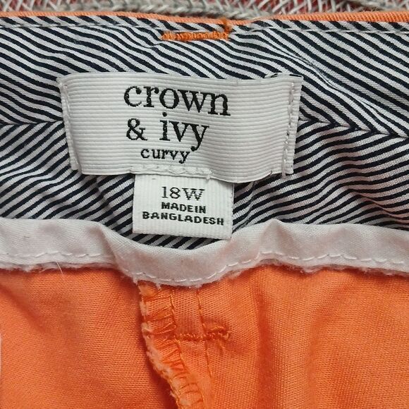 Crown & Ivy Curvy tangerine  flat front shorts beach cruise  Sz 18W  NWOT - Picture 7 of 7